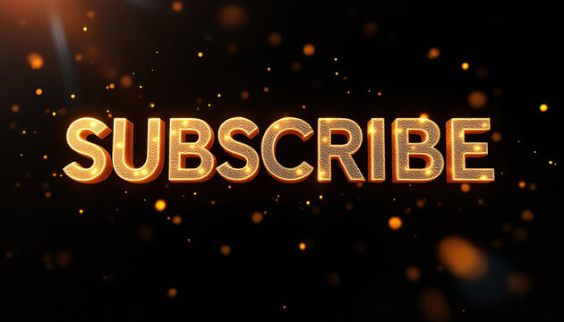 Glowing Gold Subscribe Button with Sparkles - Powered by Adobe