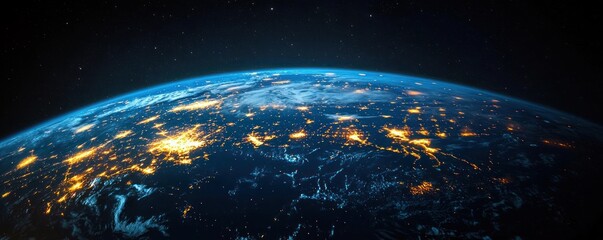 Obraz premium Earth Night View with City Lights Over India and Pakistan