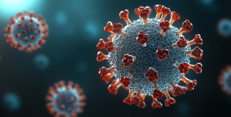 Microscopic View of Coronavirus Structure 3D Digital Rendering Threatening Global Health Epidemic