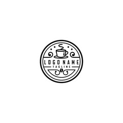 Coffee drink emblem logo design