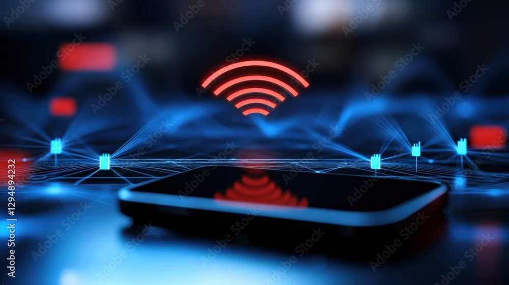 Aufkleber wireless technology connection digital environment graphic illustration modern workspace abstract vi