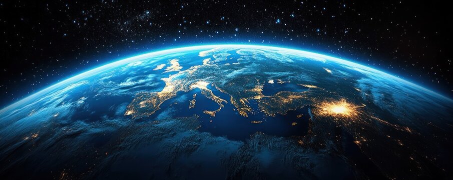 Earth at Night West Europe View from Space