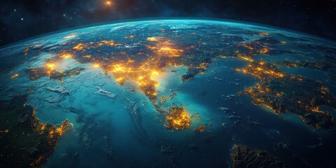 Fototapeta premium Nighttime City Lights of Southeast Asia from Space