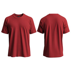 Red t-shirt front and back view isolated on transparent background