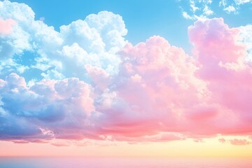 Fototapeta premium Dreamy Pastel Sky Landscape with Clouds and Sunset Light
