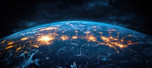 Obraz premium Earth from Space Vibrant Night View of South America City Lights