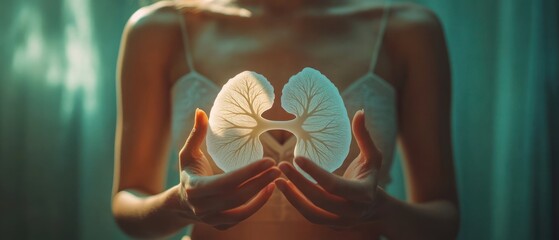 Hands Holding White Lung Shapes Care Connection Awareness Health Support Respiratory Diseases Cancer Organ Donation