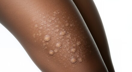 Detailed Close-up of Skin Lesions on Dark Brown Skin