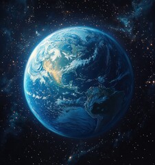 Earth from Space South-East Asia View of Planet Globe in Realistic Style with Vibrant Colors and Sunlight