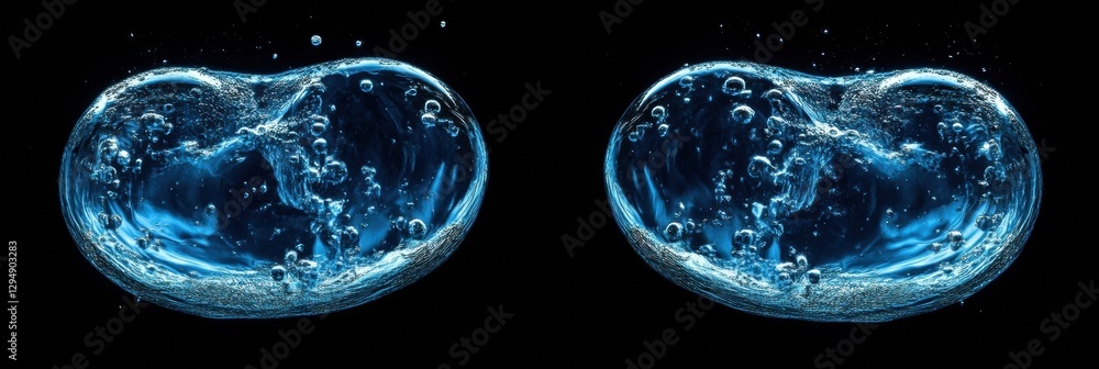 Leinwandbilder glowing gas bubbles create enchanting underwater display in dark water setting. generative ai