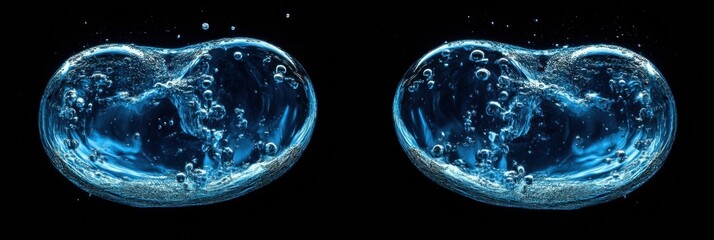 Obraz premium Glowing gas bubbles create enchanting underwater display in dark water setting. Generative AI