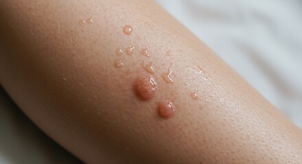 Fototapeta premium Pinkish Red Skin Lesions on Leg Close Up Medical Image