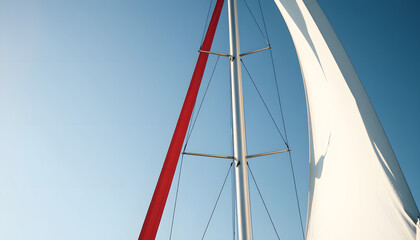 Obraz premium Sail detail and spinnaker of classic racing yacht, 8k. with white shades
