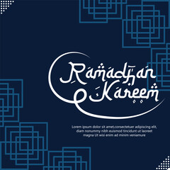 Greeting of marhaban ya ramadhan with lettering. ied Mubarak  elegant blue background Template