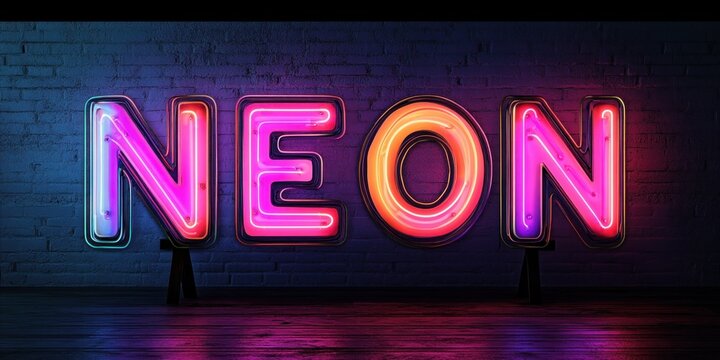 Vibrant Neon Text Effect with Retro Style and Glowing Edges for Dynamic Layouts