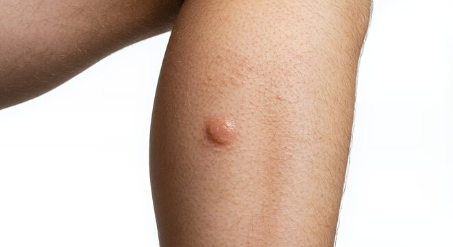 Single Flesh-Colored Papule on Light Skin Close-Up Medical Image