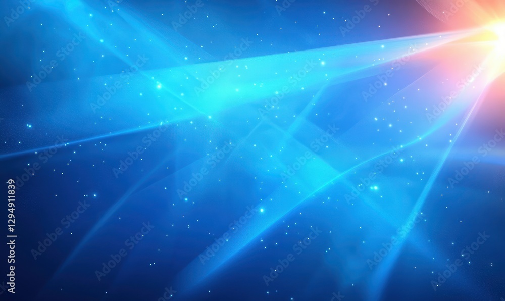 Poster futuristic abstract blue geometric background with intersecting light beams and soft glow
