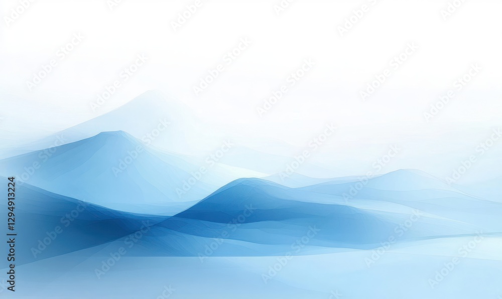 Poster minimalist abstract landscape soft blue white gradients calm background for text and graphics