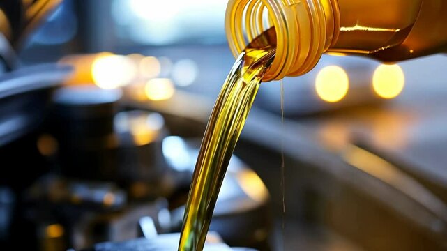 Oil change process in a garage showcasing engine maintenance and vehicle care