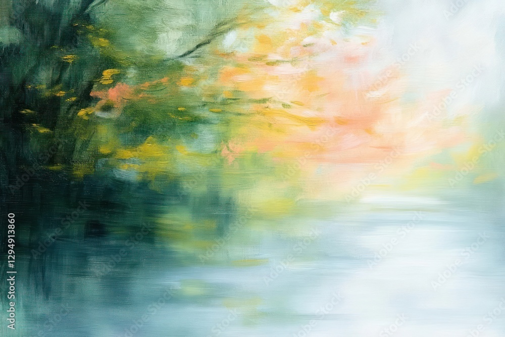 Poster pastel impressionist abstract background of soft light and colors blending through trees