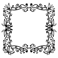 Hand drawn vintage frame with floral ornament