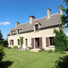 Maison en pierres avec joli jardin en Normandie