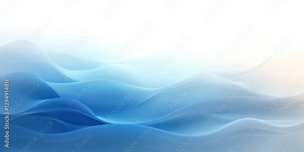 Poster abstract waves design soft light blue background with tranquil gradients for graphic elements and te