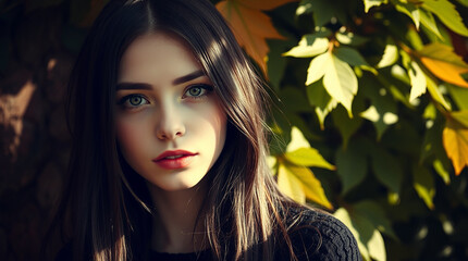 Beautiful girl in close up