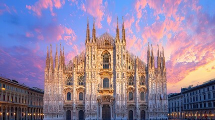 Fototapeta premium Majestic Milan Cathedral at sunset.