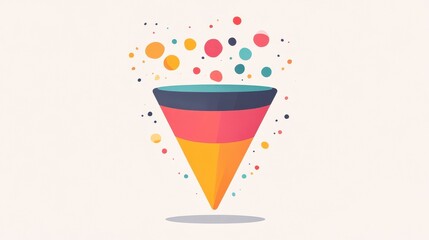 Step-by-step progress flat design side view marketing funnel theme water color Triadic Color Scheme.