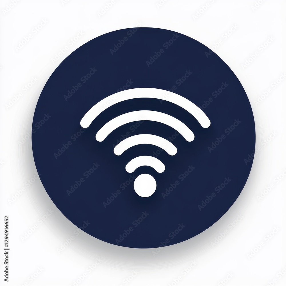 Aufkleber blue wi-fi icon on round button - a modern symbol for wireless connectivity and network access