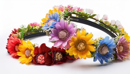 Obraz premium Assorted colorful flower crowns isolated on for decoration or accessories