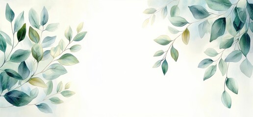 Watercolor Botanical Illustration Green Leaves Floral Decorative Cards Wedding Invitations Birthday Party Design