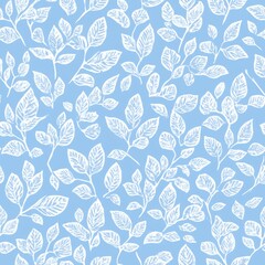 Repetitive seamless pattern of leaf foliage for fabric design.