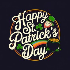 St Patrick's day concept, Saint Patrick's day Holiday, Happy St Patrick s Day Design Festive Irish Leprechaun Rainbow Pot of Gold Clover