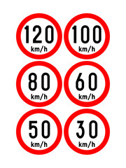 Car speed limit signs