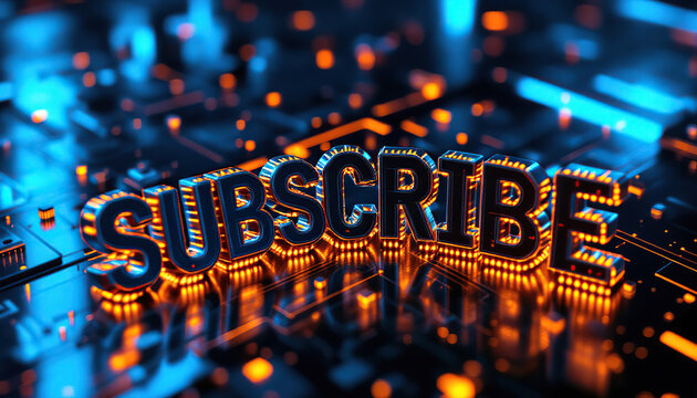 Glowing Subscribe Button on Tech Background Digital Marketing Image
