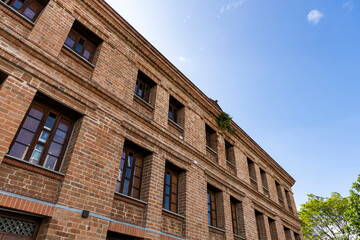 Fototapeta premium Medellin, Antioquia. Colombia – February 23, 2024. The Vasquez Building, a heritage site of the city, has become a space open to arts and culture.