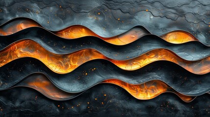 Glossy Copper Waves on Matte Black