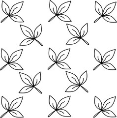 Leaf icon seamless pattern. Set of various leaves. Hand drawn leaves design