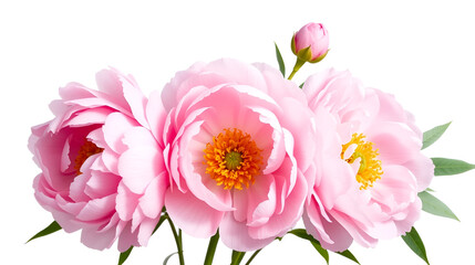 Fototapeta premium Pink Peonies picture, flowers clipart isolated on white. Png illustration with transparent background.