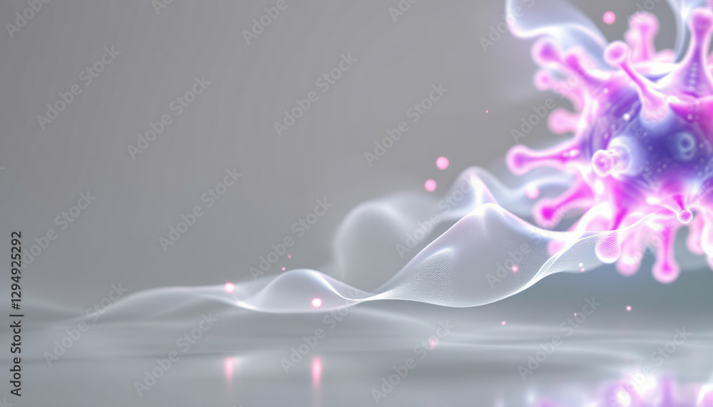 Poster pink purple virus particle abstract 3d rendering