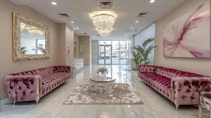 celebrity enjoys bespoke beauty services in private salon suite filled plush velvet seating and elegant decor highlighting luxury and expert stylist skill.