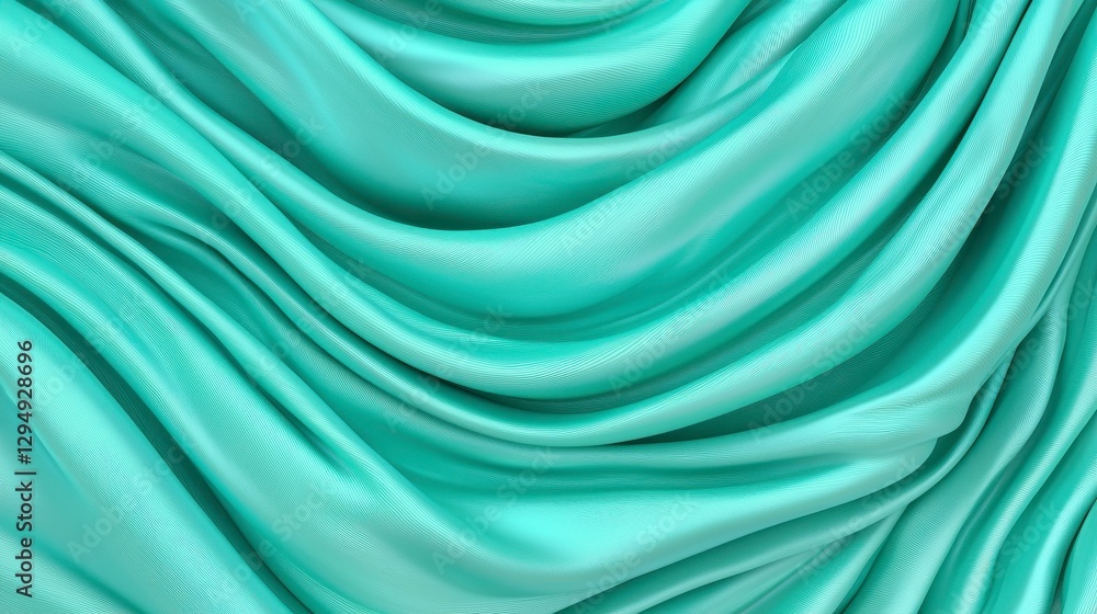 Poster abstract teal fabric drape soft waves and subtle texture