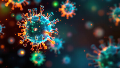 Coronavirus Particle Microscopic View Vivid Colors