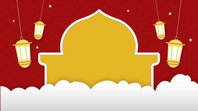 Virtual Background Animated Red and Orange Islamic