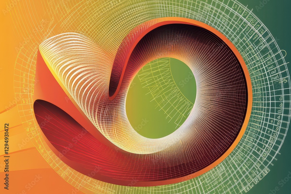 Poster abstract colorful design featuring dynamic curves and lines, suggesting movement and energy
