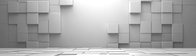 Minimalist Overlapping White Squares with Soft Natural Lighting and Geometric Arrangement