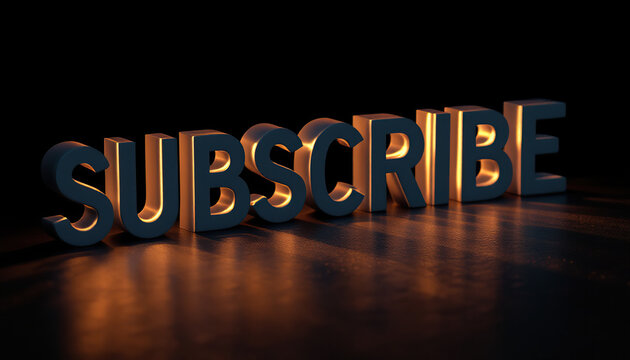 Glowing Subscribe Letters 3d Render for Social Media