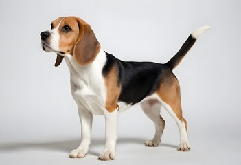 Beagle puppy on white background AI Generated